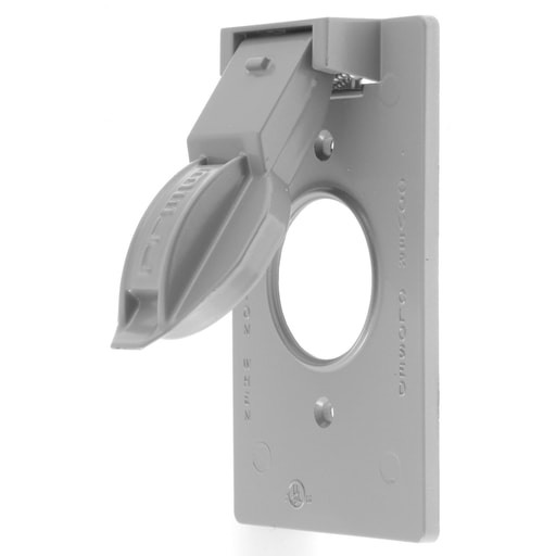 Hubbell Wiring Device - Hubbell RW51550 1-Gang Gray Die-Cast Zinc Vertical Mount Weatherproof Lift Cover