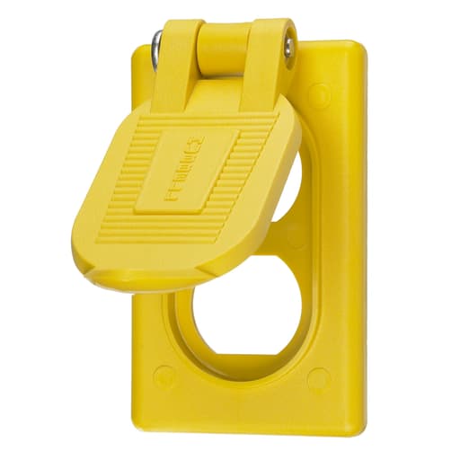 Hubbell Wiring Device - Hubbell HBL52CM22 1-Gang Yellow Reinforced Thermoplastic Polyester Device Mount Weatherproof Lift Cover
