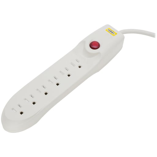 Hubbell Wiring Device - Hubbell Wiring Devices HBL6PPS 6 Foot 6 Outlet Office White Non-Metallic Strip
