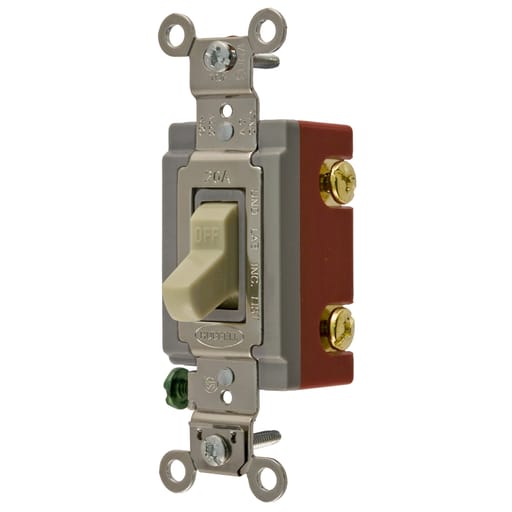 Hubbell Wiring Device - Hubbell HBL1221-I 20A 120/277V SP Ivory Toggle Switch. Extra Heavy Duty Industrial Series