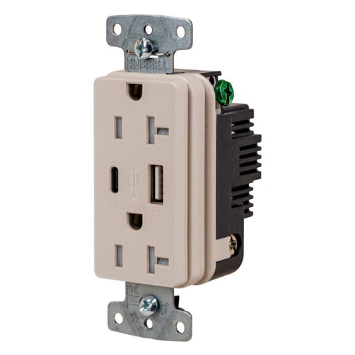 Hubbell Wiring Device - HWDK USB20ACLA RCPT DUP 20A125V 3.1