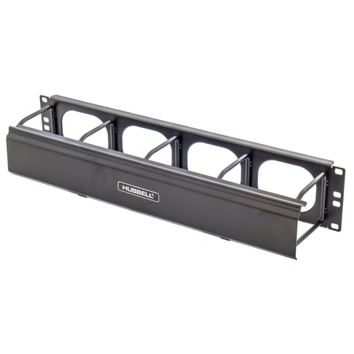 Hubbell Wiring Device - Hubbell Wiring Devices HM24C 2 Rack Unit 4 Inch Front Extension Horizontal Cable Management with Cover