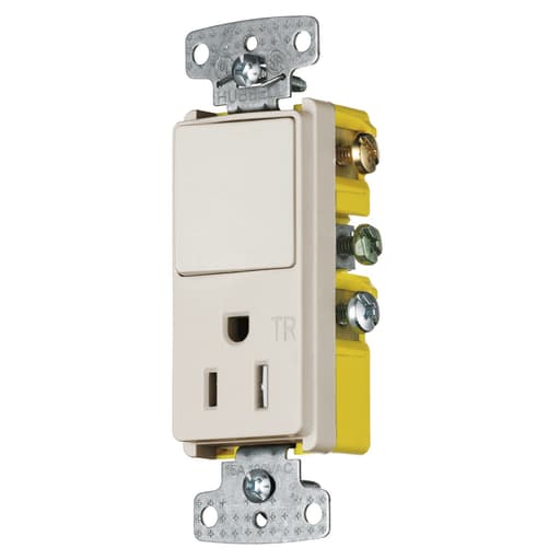 Hubbell Wiring Device - HWDK RCD108LATR COMBO DEC, 15A SP&1
