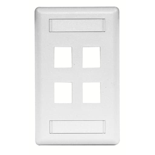 Hubbell Wiring Device - Hubbell IFP14W 1-Gang White 4-Port Data Communication Face Plate