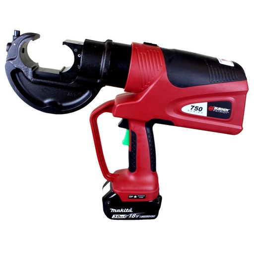 Burndy - Burndy PAT750LI 12 Ton Li-Ion Crimp Tool W/2 Makita 18V 3.0 Ah Li Ion Batteries; 120V Makita Charger; Hard Case