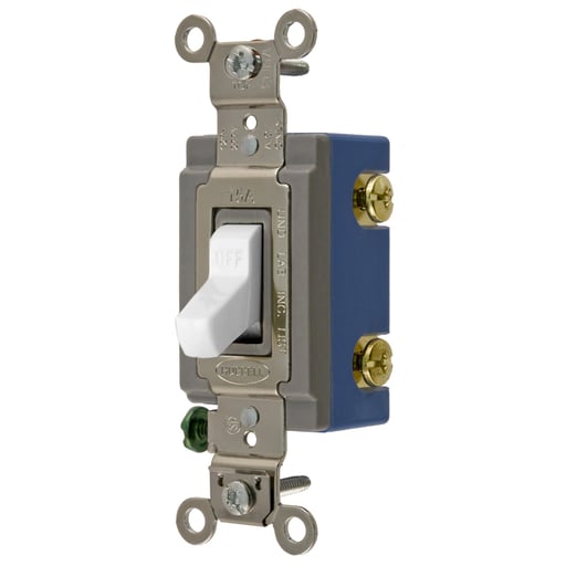 Hubbell Wiring Device - Hubbell HBL1201W 120/277 Volt 15 Amp 1-Pole White Industrial Grade Toggle Switch