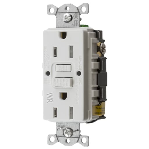 Hubbell Wiring Device - Hubbell GFTWRST15W 15 Amp 125 Volt 2-Pole 3-Wire NEMA 5-15R White GFCI Receptacle