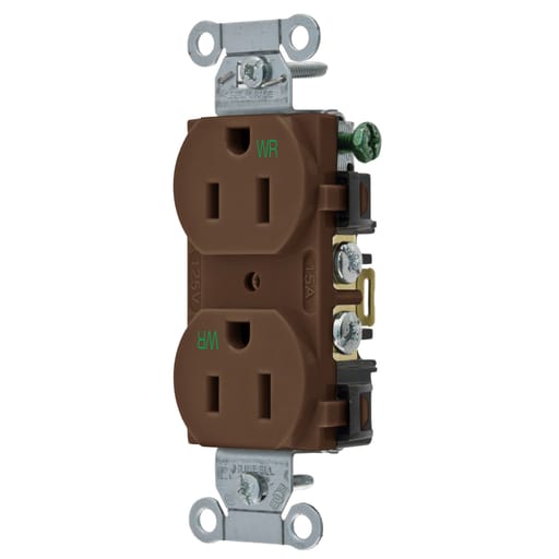 Hubbell Wiring Device - Hubbell BR15WR WTR RES, COM GRD, 15A 125V, 5-15R, BR