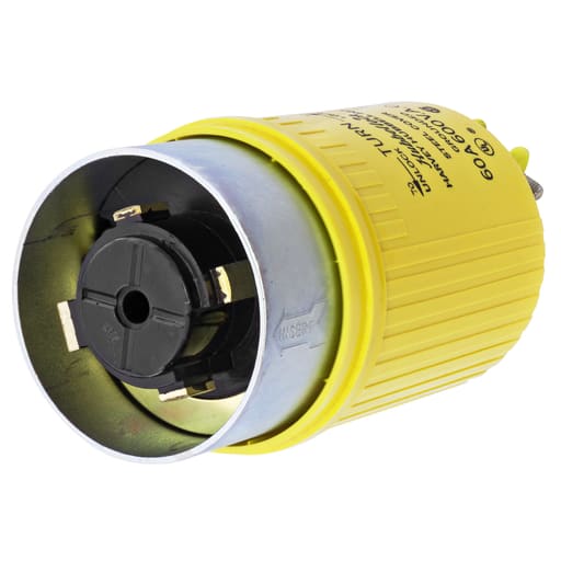 Hubbell Wiring Device - Hubbell HBL26419 60 Amp 600 Volt 3-Pole 4-Wire Yellow Locking Plug