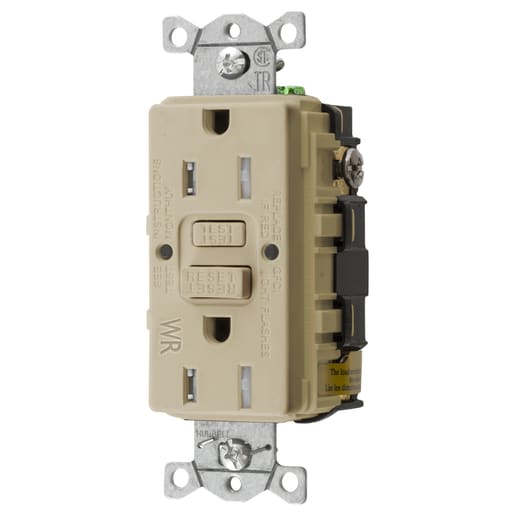 Hubbell Wiring Device - Hubbell GFTWRST15I 15 Amp 125 Volt 2-Pole 3-Wire NEMA 5-15R Ivory GFCI Receptacle