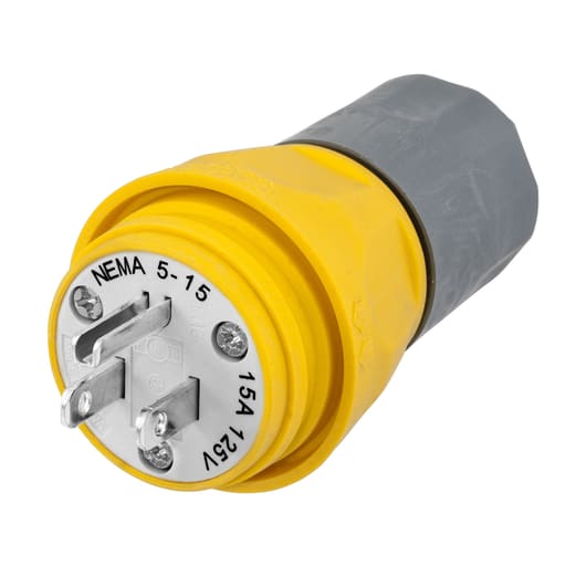Hubbell Wiring Device - Hubbell HBL14W47A 15 Amp 125 Volt 2-Pole 3-Wire Straight Blade Plug