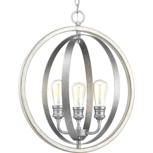Progress Lighting - Progress P500093-141 Conestee Collection Three-Light Galvanized Finish Farmhouse Pendant Light