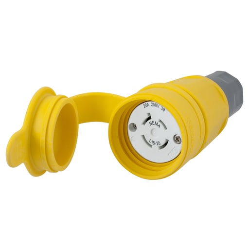 Hubbell Wiring Device - Hubbell HBL27W75 20 Amp 250 Volt 3-Pole 4-Wire NEMA L15-20R Yellow Locking Connector