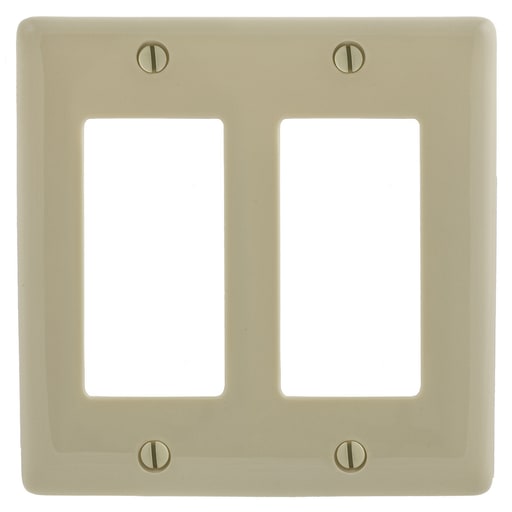 Hubbell Wiring Device - Hubbell NP262I 2-Gang 2-Device GFCI, Surge Receptacle & Decorator Device Wallplate, Ivory, Nylon