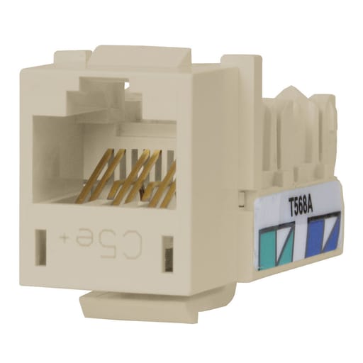 Hubbell Wiring Device - Hubbell HXJ5EOW 8-Position Office White T568A/T568B Category 5E Modular Keystone Jack