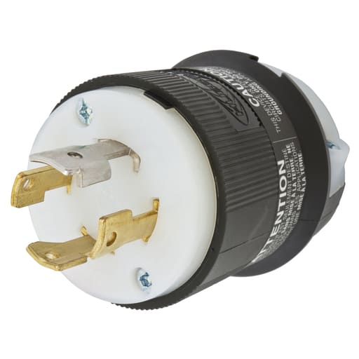Hubbell Wiring Device - Hubbell HBL2761 30 Amp 277/480 VAC 4-Pole 4-Wire NEMA L19-30P Black and White Locking Plug