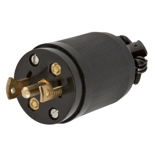 Hubbell Wiring Device - Hubbell HBL7485 15A 125/250V Midget Twist-Lock Black Nylon Plug, Straight