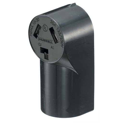 Hubbell Wiring Device - Hubbell Wiring Devices RR330 30 Amp 125/250 Volt 3-Pole 3-Wire NEMA 10-30R Black Range and Dryer Power Receptacle