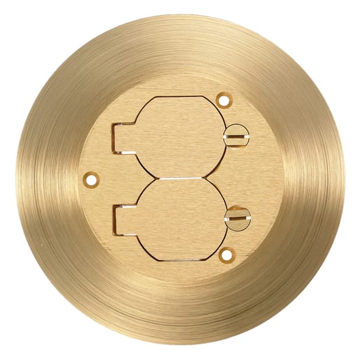 Hubbell Wiring Device - Hubbell SF3925 6.25 Inch Brass Duplex Flap Cover and Carpet Flange
