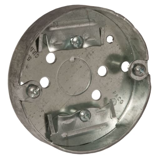 Raco Manufacturing - Raco 287 3-1/2" Round Ceiling Pan, 3/4" Deep, 1/2" Center Bottom Knockout, NMSC Clamps