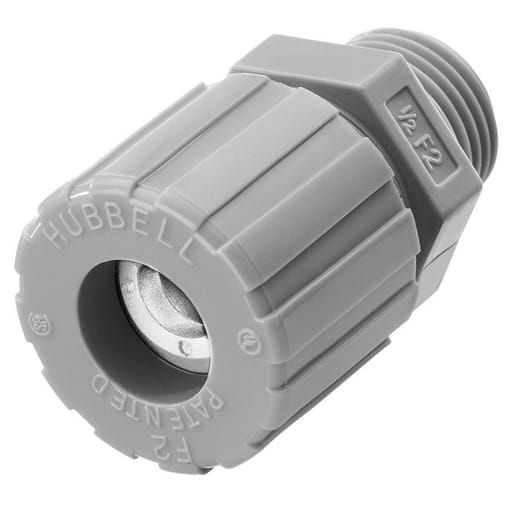 Hubbell Wiring Device - Hubbell / Kellems SHC-1022-CR 1/2" x .25"-.38" Straight Male Cord Connector - Nylon