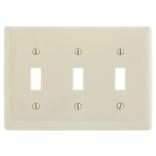 Hubbell Wiring Device - Hubbell NP3LA 3-Gang Light Almond Nylon Standard 3-Toggle Switch Wallplate