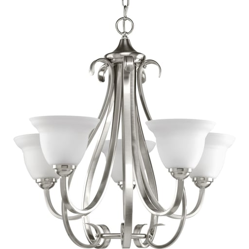 Progress Lighting - Progress P4416-09 Torino Collection Five-Light Brushed Nickel Etched Glass Transitional Chandelier Light