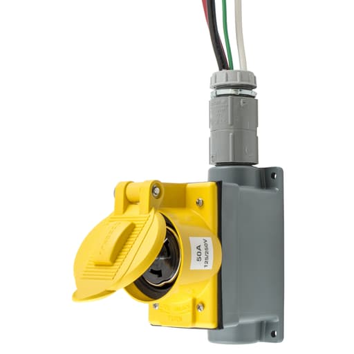 Hubbell Wiring Device - Hubbell SR50 WALL MT Receptacle, PREWIRED, 50A 125/250V