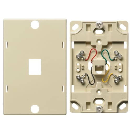 Hubbell Wiring Device - Hubbell Wiring Devices NS722I Ivory Thermoplastic 6-Position 4-Conductor Telephone Wall Jack
