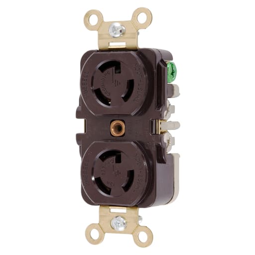 Hubbell Wiring Device - Hubbell HBL4750 15 Amp 277 VAC NEMA L7-15R Brown Duplex Locking Receptacle