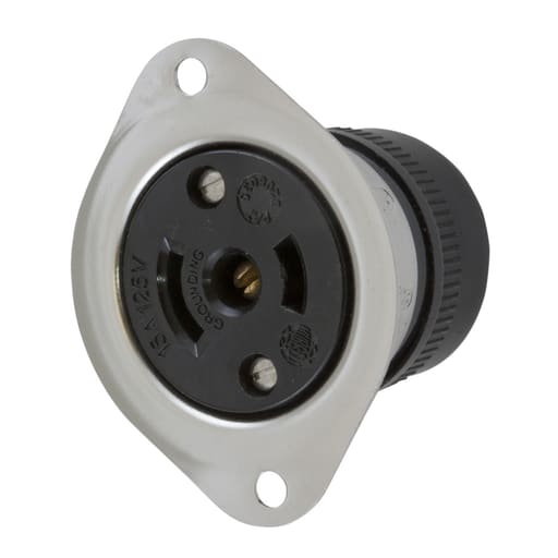 Hubbell Wiring Device - Hubbell HBL7598 15 Amp 125 VAC 2-Pole 3-Wire NEMA ML-2R Stainless Steel Flanged Receptacle