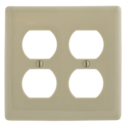 Hubbell Wiring Device - Hubbell NPJ82I 2-Gang Ivory Nylon Medium 2-Duplex Receptacle Wallplate
