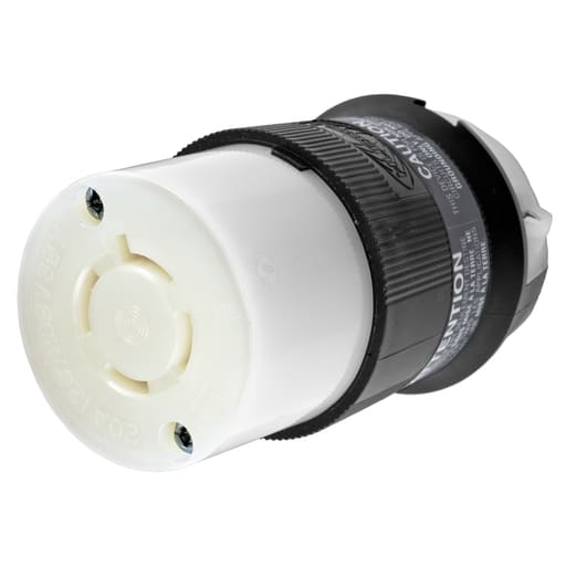 Hubbell Wiring Device - Hubbell HBL2443 20 Amp 120/208 Volt 4-Pole 4-Wire NEMA L18-20R Black and White Locking Connector Body