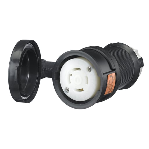 Hubbell Wiring Device - Hubbell HBL2713-SW 30A 125/250V AC Twist-Lock Watertight SAFETY-SHROUD Black VALOX Connector Body