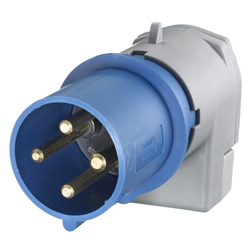 Hubbell Wiring Device - Hubbell A460P9 IEC Pin and Sleeve Device, Male, Plug, 60A 3-Phase Delta 250V, Terminal Screws, Low Profile