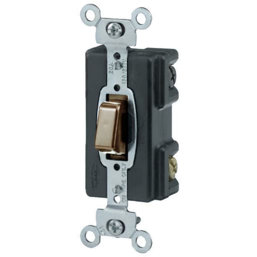 Hubbell Wiring Device - Hubbell HBL1283 20A 120/277V 3Way Brown Push Button Switch. Extra Heavy Duty Industrial Series