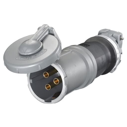 Hubbell Wiring Device - Hubbell Wiring Devices HBL4100CS1WR 100 Amp 600 VAC 200 VDC 3-Pole 4-Wire Style I Watertight IEC Pin and Sleeve Connector