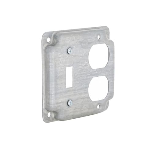 Raco Manufacturing - Raco 906C 4" Square Exposed Work Cover, 1 Duplex Receptacle & Toggle Switch