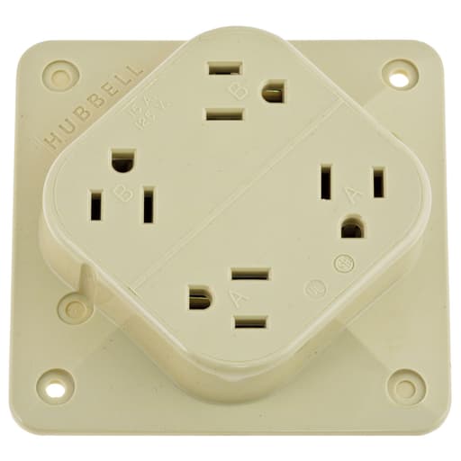 Hubbell Wiring Device - Hubbell HBL415I 15 Amp 125 Volt 2-Pole 3-Wire NEMA 5-15R Ivory Straight Blade Receptacle