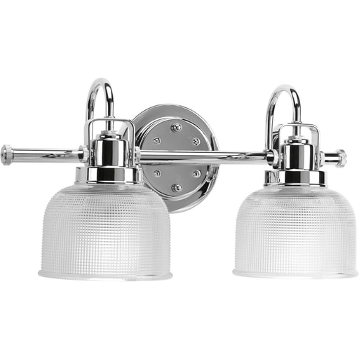 Progress Lighting - Progress P2991-15 Archie Collection Two-Light Polished Chrome Clear Double Prismatic Glass Coastal Bath Vanity Light