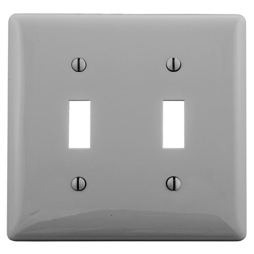 Hubbell Wiring Device - Hubbell Wiring Devices NPJ2GY 2-Gang Gray 2-Toggle Mid-Size Wall Plate