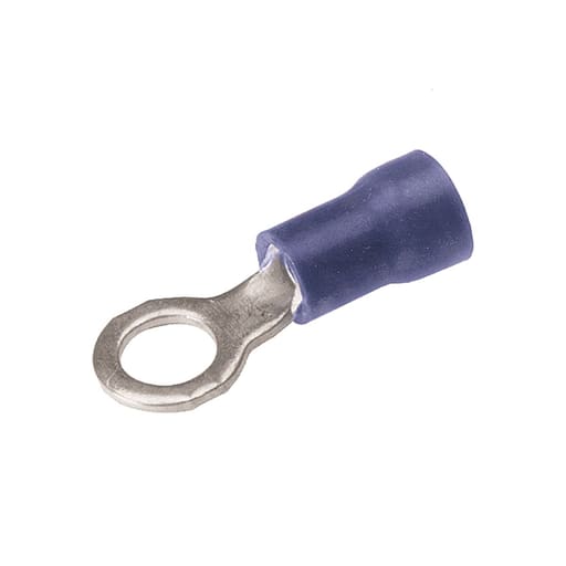 Burndy - Burndy TP1414 Copper Terminal, Ring Tongue, 16-14 AWG, 1/4" Stud, Vinyl Insulated, Tin Plated