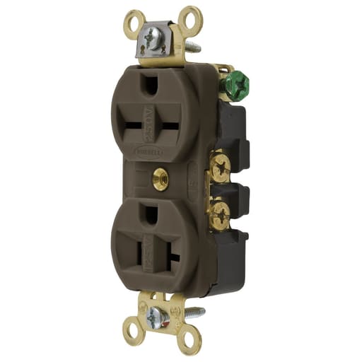 Hubbell Wiring Device - Hubbell HBL5292 15 Amp 125 Volt 2-Pole 3-Wire NEMA 5-15R/6-15R Brown Straight Blade Duplex Receptacle