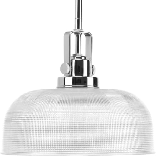 Progress Lighting - Progress P5026-15 Archie Collection One-Light Polished Chrome Clear Prismatic Glass Coastal Pendant Light