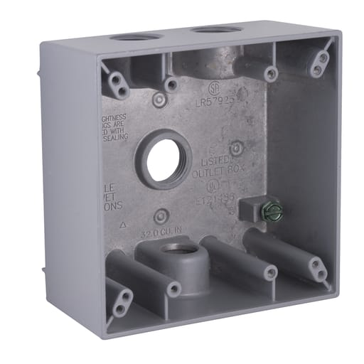 Raco Manufacturing - Raco 5335-0 Two Gang Weatherproof Box, (4) 1/2" Outlets