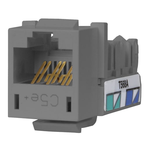 Hubbell Wiring Device - Hubbell HXJ5EGY 8-Position Gray T568A/T568B Category 5E Modular Keystone Jack