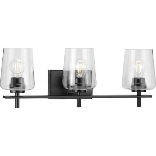 Progress Lighting - Progress P300362-31M Calais Collection Three-Light Matte Black Clear Glass New Traditional Bath Vanity Light