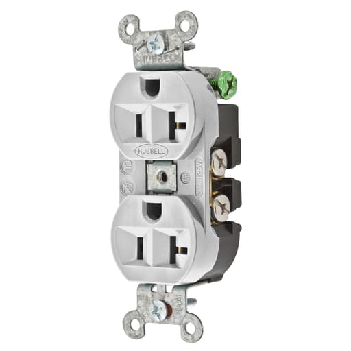 Hubbell Wiring Device - Hubbell 5362OW Receptacle, DUP SB, HUBPRO, 20A 125V, SM , OW