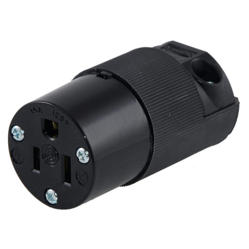 Hubbell Wiring Device - Hubbell HBL5269EBKCONN, 15A 125V, 5-15P, 12/3 SO, BLACK