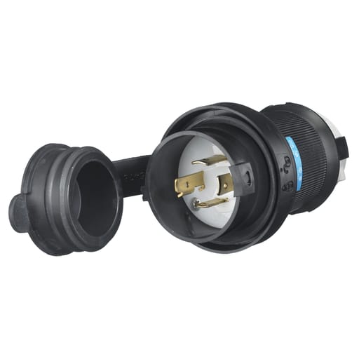 Hubbell Wiring Device - Hubbell HBL2421-SW 20A 3Ph 250V AC Twist-Lock Watertight SAFETY-SHROUD Black VALOX Plug